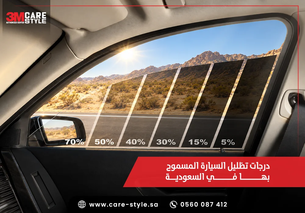 درجات تظليل السيارة المسموح بها في السعودية 2026 (قوانين المرور الجديد)
