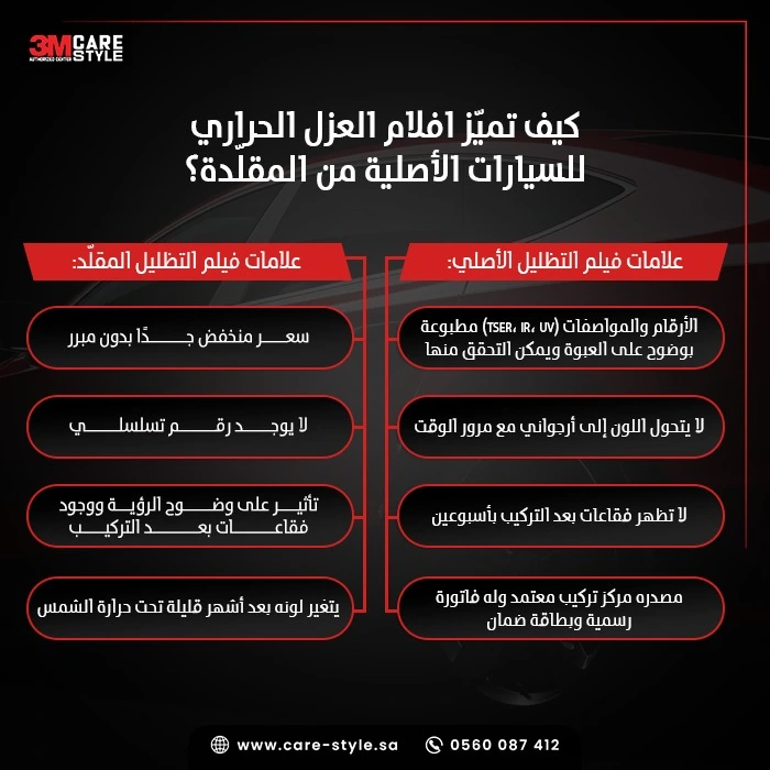 كيف تميّز افلام العزل الحراري للسيارات الأصلية من المقلّدة؟