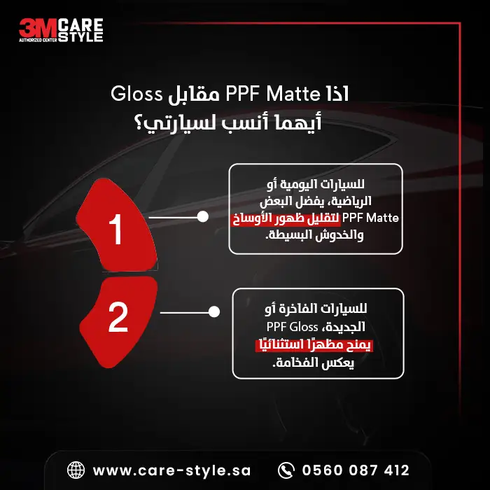 اذا PPF Matte مقابل Gloss أيهما أنسب لسيارتي؟