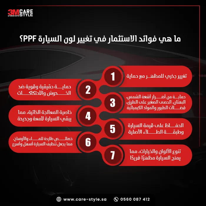 فوائد الاستثمار في تغيير لون السيارة PPF لسيارتك الفارهة